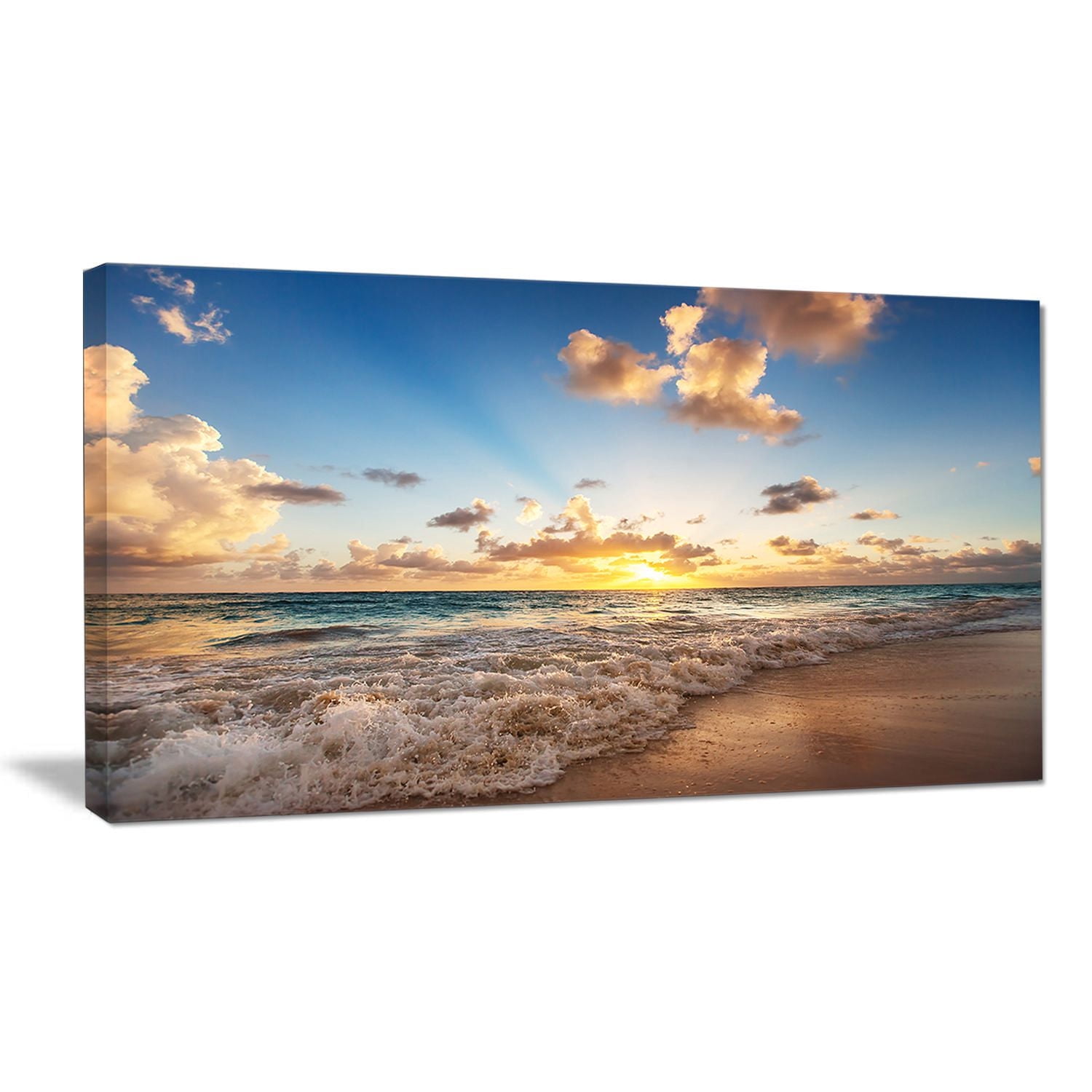 Design Art Sunrise on Beach of Caribbean Sea Large Seashore Canvas Artwork Print