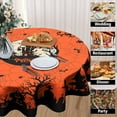 thumbnail image 4 of Happy Halloween Table Cloth, Pumpkin Spiders Ghosts Washable Polyester Round Tablecloth 60 inch for Kitchen Dinner Dining Room Indoor Outdoor Holiday Halloween Party Decoration, 4 of 7