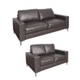 thumbnail image 1 of CorLiving Cory Brownish Grey Bonded Leather 2 Piece Sofa Set, 1 of 7