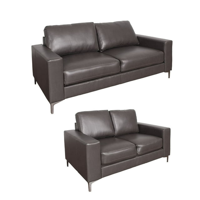 CorLiving Cory Brownish Grey Bonded Leather 2 Piece Sofa Set