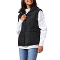 thumbnail image 4 of Chaleco acolchado sin mangas de invierno ligero para mujer INSPIRE CHIC, con cuello alto, cálido y acolchado, talla XL, color negro, 4 of 6