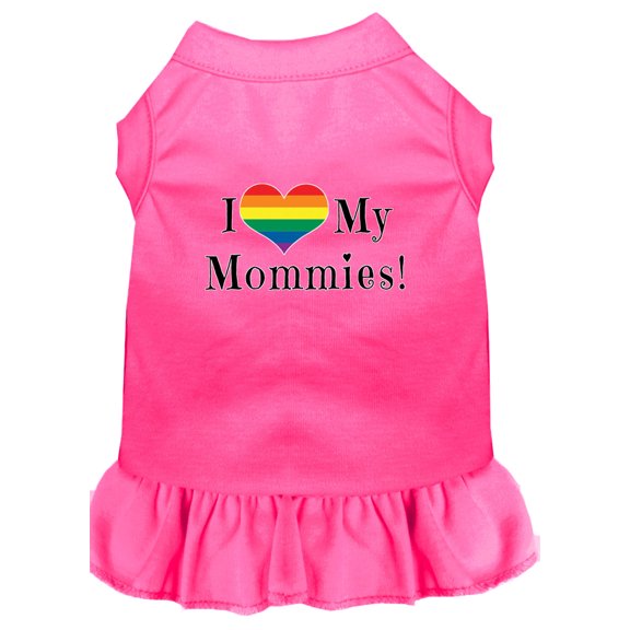 Pet Dog Cat Dress Screen Printed, "I Heart My Mommies"