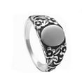 thumbnail image 2 of PAMTIER Unisex Stainless Steel Personality Vintage Domed Plain Delicate Flower Pattern Carved Couple Ring Promise Wedding Band Silver Size 10, 2 of 6