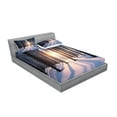 thumbnail image 2 of Ambesonne Forest Fitted Sheet & Pillow Sham Set, Sunset at Wintertime, Queen, Brown White, 2 of 2