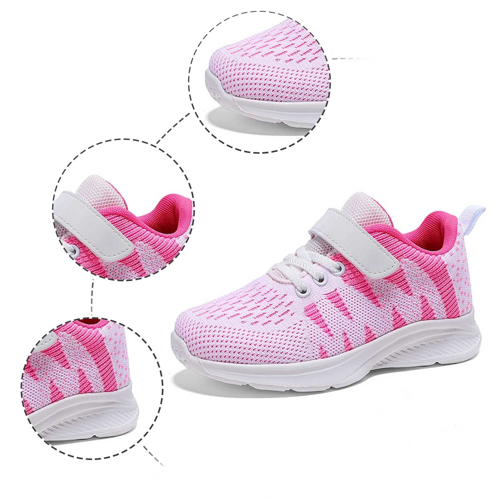 DuoJiaJ Girls Sneakers For Everyday Casual Wear Comfortable Fixed Design Lightweight Breathable Fashionable Footwear For Teens And Kids Age 7 15 Girls Breathable Running Shoes Size 13.5,Pink