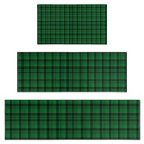 Green Black Checkerboard Checkered Pattern Kitchen Rugs Sets Of 3,Kitchen Runner Rugs Non Skid Washable,Decorative Kitchen Floor Mats for Kitchen,Sink,Laundry,17"x30" 17"x47" 17"x59"