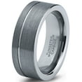 thumbnail image 1 of Charming Jewelers Tungsten Wedding Band Ring 8mm for Men Women Comfort Fit Step Flat Cut Brushed Lifetime Guarantee Size 15, 1 of 5