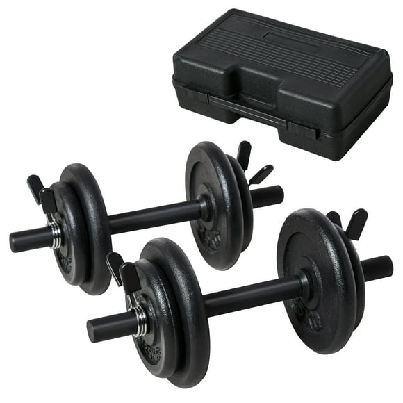 Soozier Adjustable Weights Dumbbells Set, 40lbs(2 Single Dumbbell Total Weight) Weight with Non-Slip Handle, Portable Case, Solid Steel Bars, for Men & Woman Home Gym Office, Black
