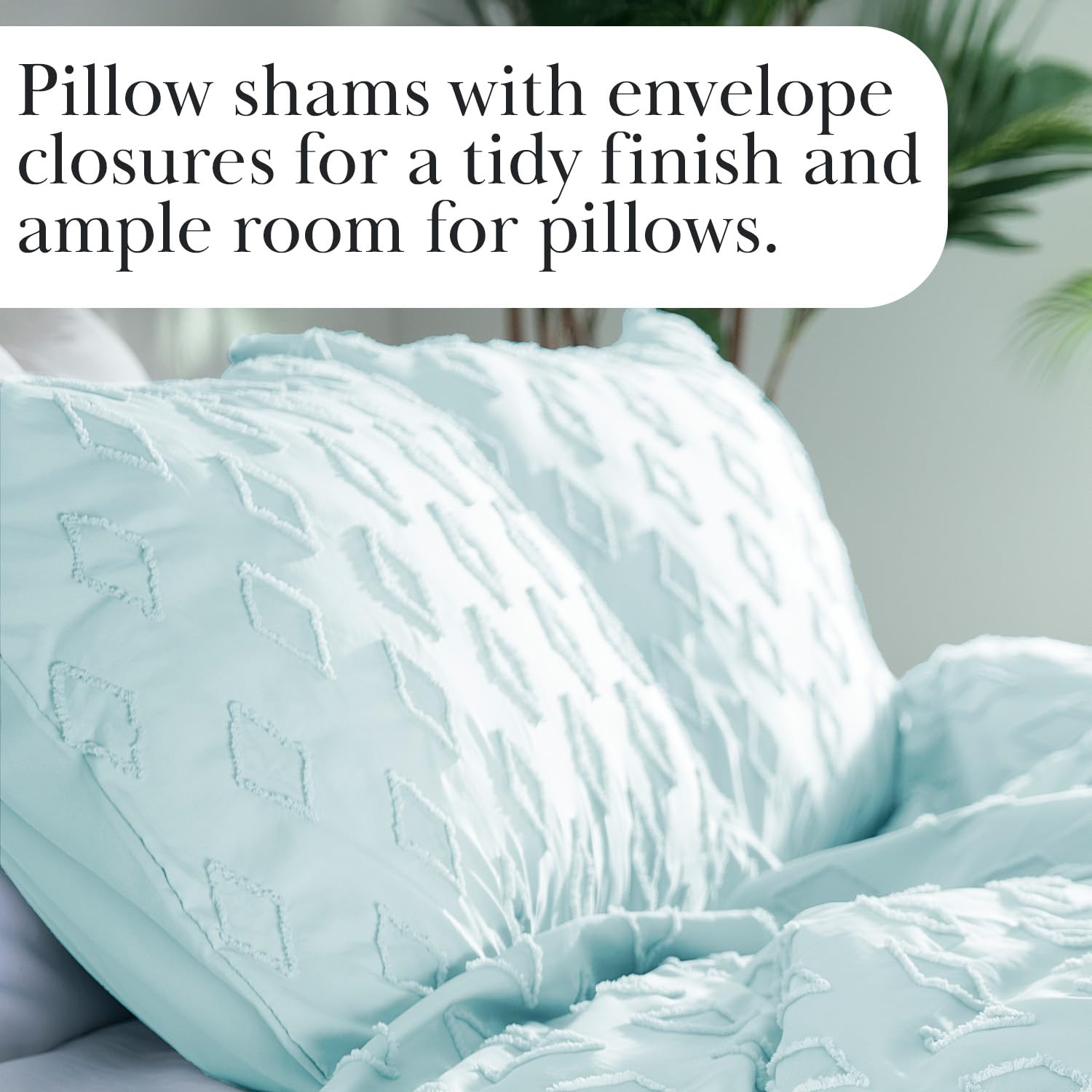 Southshore Fine Living, Inc. Jacquard Tufted Diamond Pattern King Boho Duvet Cover Set, Delta Blue