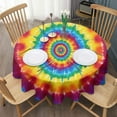 thumbnail image 3 of Rainbow Tie Dye Concentric Circles Round Tablecloth 60"x60",Wrinkle Wipeable Table Cloth for Kitchen Dining Room Picnic Patio Party, 3 of 6
