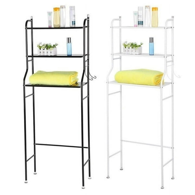 Galood Bathroom Storage Shelves Organizer Adjustable 3 Tiers, Over The  Toilet Storage Floating Shelves for Wall Mounted with Hanging Rod (Black)