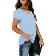 thumbnail image 7 of Uaswgudfs ​Women's Flared Sleeve V-Neck Blouse​ - Crossover Detail & Breathable Short Sleeve for Trendy Summer Outfits, 7 of 7
