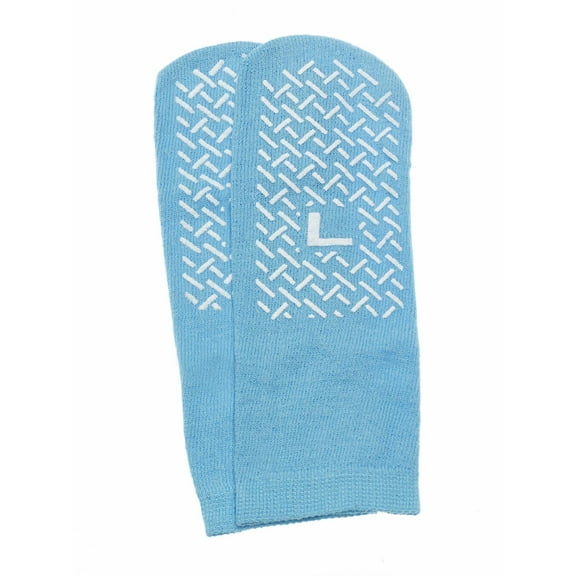 Slipper Socks; Large Sky Blue Pair  Men's 7-9   Wms 8-10