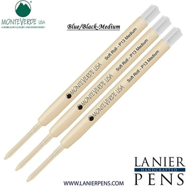 Lanier Combo Pack - 3 Pack - Monteverde SoftRoll Ballpoint P13 Paste Ink Refill Compatible with most Parker Style Ballpoint Pens - BlueBlack (Medium Tip 0.7mm)