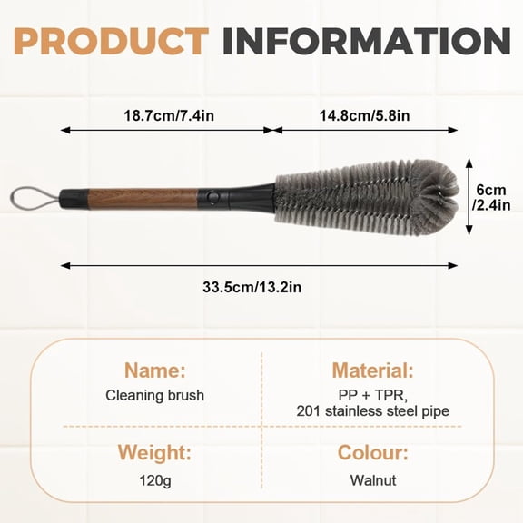 360° Flexible Long Handle Silicone Bottle Cleaning Brush, Soft Bristle Cleaner for Narrow-Mouth Water Bottles, Baby Bottles and Hard-to-Reach Containers