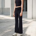 thumbnail image 3 of Women's High-Waisted Flare Pants with Twist Knot Detail - Medium, Black, 3 of 7