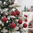 thumbnail image 2 of MERILER 9 Piece Plaid Christmas Ball Ornaments Set Fabric Wrapped Hanging Baubles Plastic Xmas Tree Decorations Holiday Home Party, 2 of 6