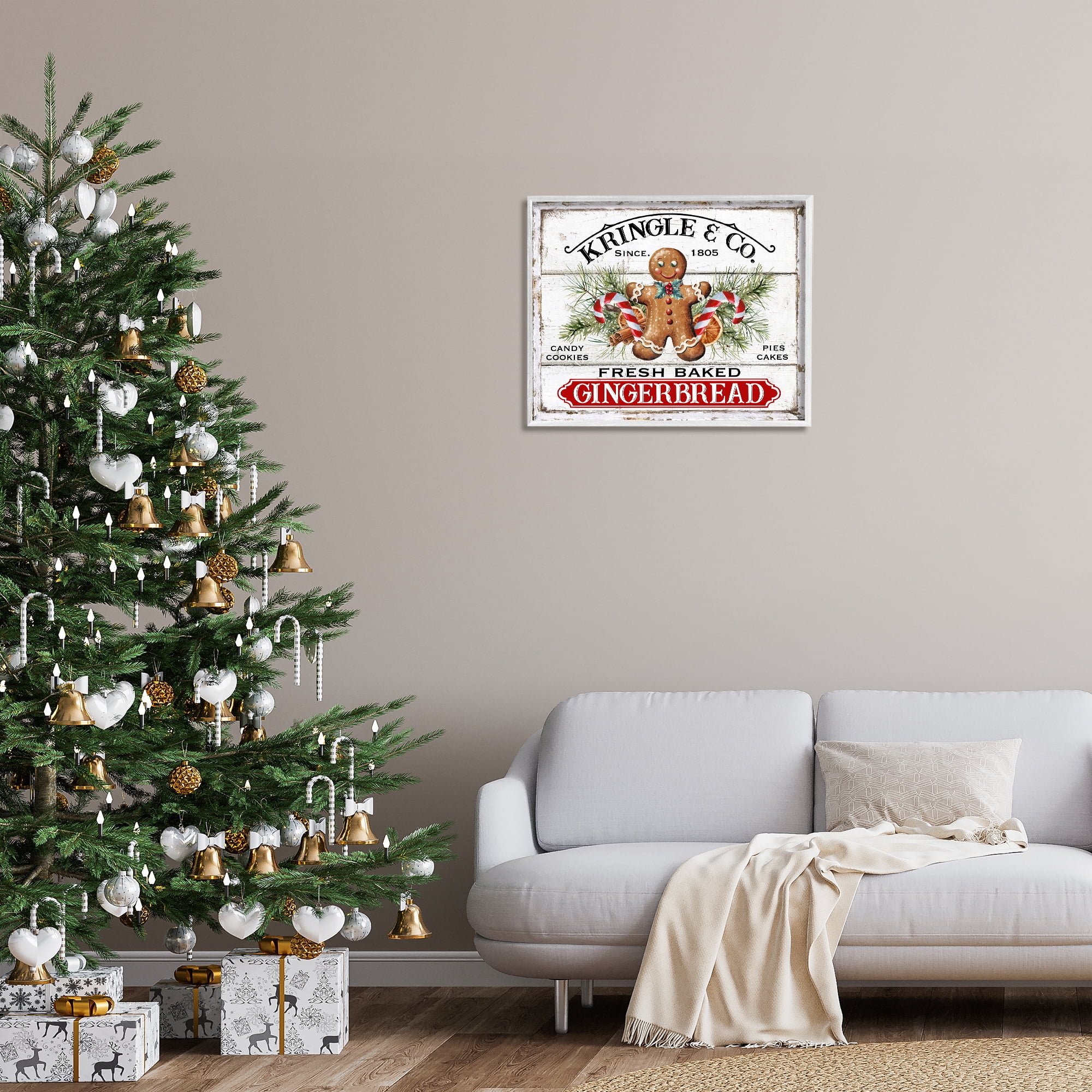 Stupell Industries Fresh Gingerbread Cookies Holiday Painting White Framed Art Prints Wall Art, 30 x 24
