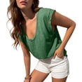 thumbnail image 5 of DYTTDG Women's Cap Sleeve Tank Top, Deep V Neck Loose Fit Top, Solid Color Summer Casual Tee, 5 of 8