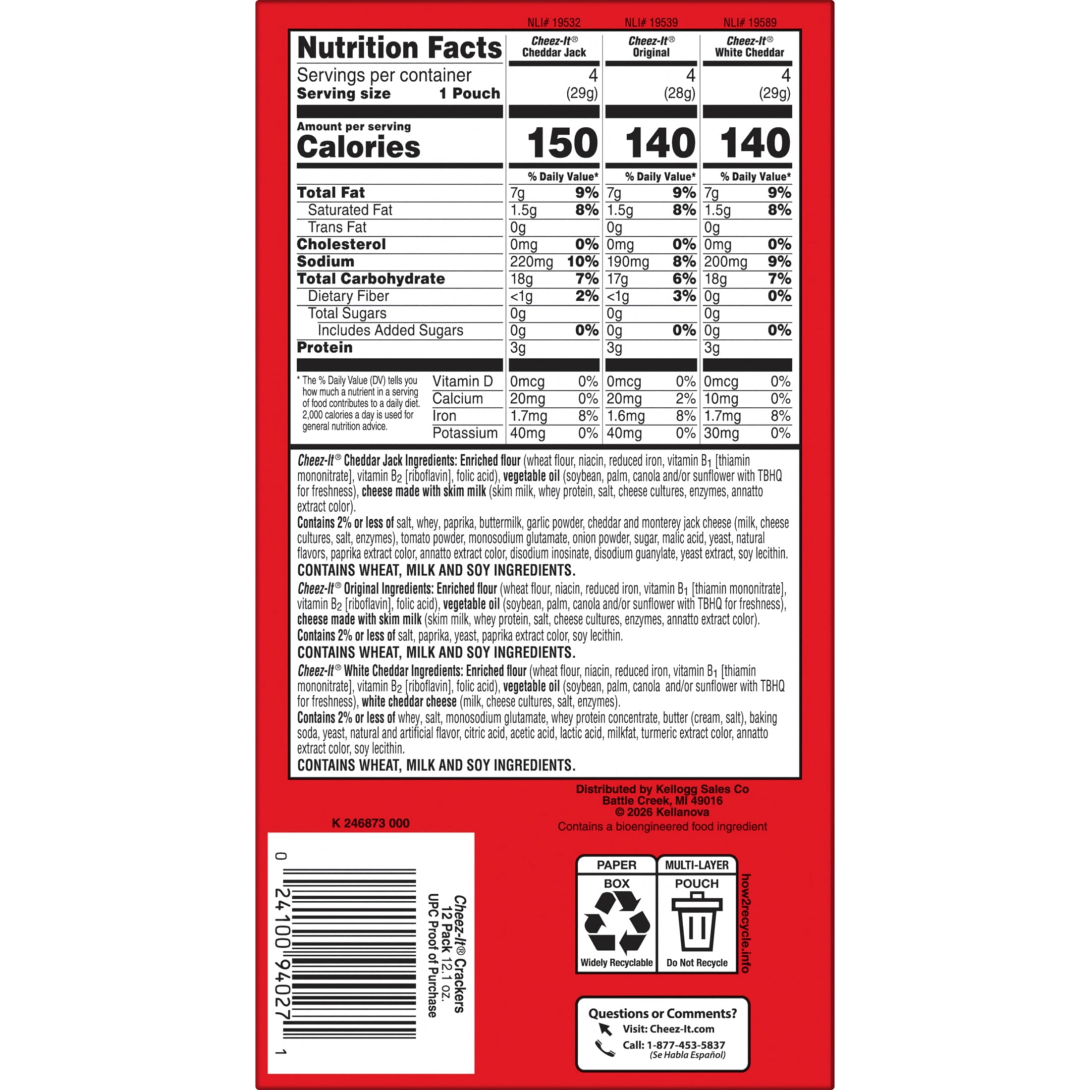 Cheez-It Variety Pack Cheese Crackers, Baked Snack Crackers, 12 Count