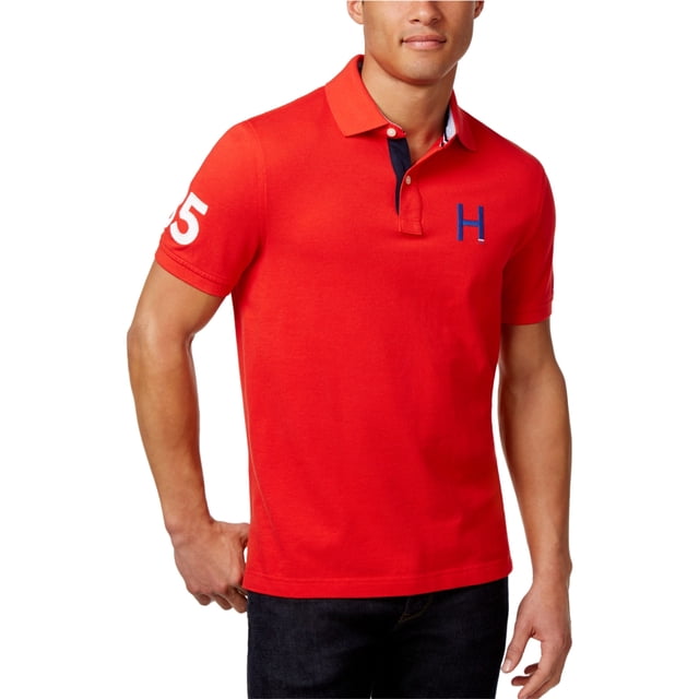 Tommy Hilfiger Polo de rugby rojo bordado deportivo para hombre, rojo, grande
