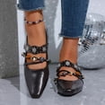 thumbnail image 3 of GERsome Women's Pumps Shoes Low Block Heels Closed Pointy Toe Ankle Strap Wedding Party Work Dress Shoes, Brown Size 7.5, 3 of 8