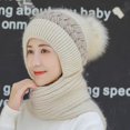 thumbnail image 2 of Hat And Scarf All-in-one Autumn And Winter Warm And Versatile Woolen Hat, Fashionable Korean Version, Trendy Velvet Thickened Knitted Hat, 2 of 2