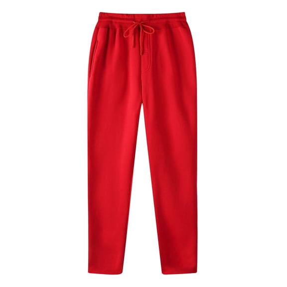 Atogsazn Men's Jogger Sweatpants Casual Elastic Waist Drawstring Pants Athletic Gym Solid Color Trousers Red S
