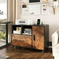 thumbnail image 3 of GALAXHERO Wood File Cabinet with Lock and Charge Station, Mobile Printer Stand with Storage Shelves for Home Office, Rustic Brown, 3 of 6