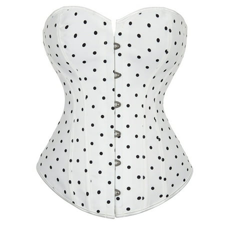 

uublik Waist Trainer Corset Vest for Weight Loss Women s Court Corset Polka Dot Print Tie Belly Breasted Lace Shapewear