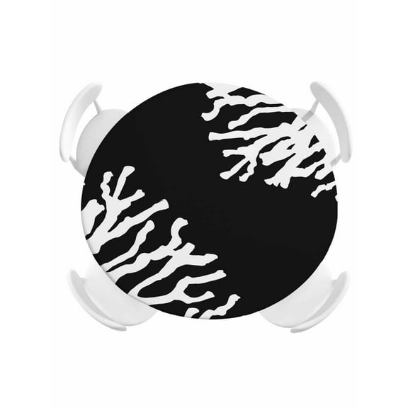 Round Tablecloth Nautical Coastal Elastic Edge Fitted Ocean Coral Print Plastic Table Cover,Waterproof Oil Proof for Dinner,Outdoor, Picnic, 55"- 60" DIA Tables Black White