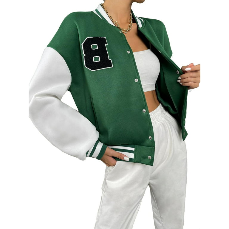 Green Varsity Jacket, Womens Jackets