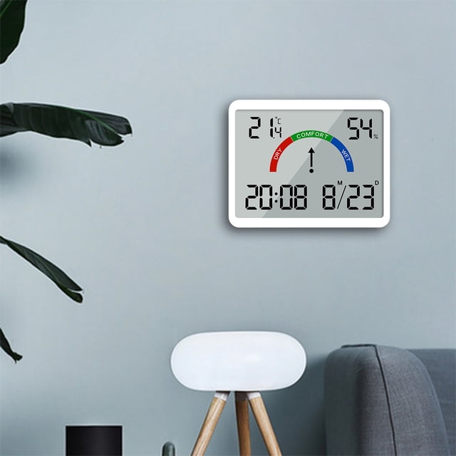 Dvkptbk Thin Electronic Clock, Digital Clock, Wall Mounted LCD Small Alarm Clock, Multifunctional Temperature Electronic Clock