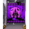 thumbnail image 3 of Halloween Castle Shower Curtain Set ，Waterproof Fabric Shower Curtains Bat Witch Black Plaid Purple Background Shower Curtains for Bathroom,Bathroom Decor 54x"78", 3 of 6