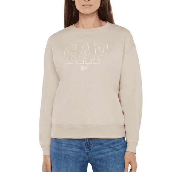 Gap Women's Logo Crewneck Sweatshirt Cream XXL