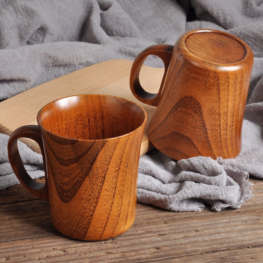 Tiitstoy Natural Wooden Cup, Wood Coffee Cup, Handmade Tea Mugs, Wooden Drinking Cup for Tea, Beer, Water, Juice, Milk Brown, Size: 7.6x6.8cm