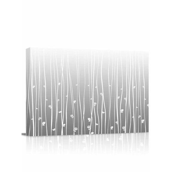 Gray Flower Wall Art for Living Room,Canvas Picture Wall Decor for Bathroom Bedroom,Geometric Stripe Gradient Branch Minimalist Painting Artwork for Office Kitchen Hallway Dining Room Decor 12"x16"