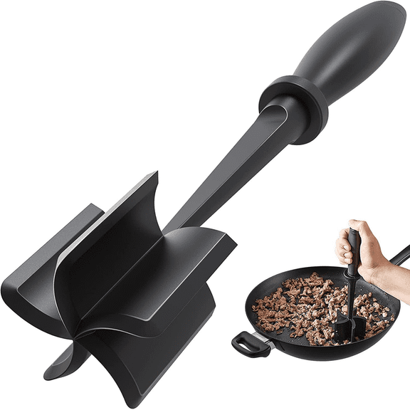 Prichor Meat Chopper, Hamburger Grinder, Premium Heat Resistant Smasher for Ground Beef, Burger Grinder Nylon Potato Mix Tool, Meat & Poultry Tenderizers - Black