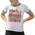 thumbnail image 2 of Spooky Nights Frightful Sights Ringer Tee Shirt Unisex 2X-Large White/Kelly Green, 2 of 5