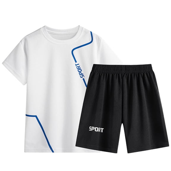 KEXE Boys Clothes Size 10 Tween Boys Clothes Summer Short Sleeve Top & Shorts Set 2-Piece Casual Outfit(7-8 Years,White)