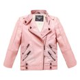 thumbnail image 2 of Esaierr Kids Toddler Boys Girls PU Leather Jacket Baby Fleece Motorcycle Faux Leather Jackets Coat Youth Winter PU Leather Outwear for 2-14Y, 2 of 8