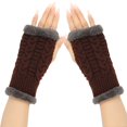 thumbnail image 2 of Women's Knit Arm Warmers with Plush Lining, Long Sleeve Glove Covers, Faux Sleeve Hand Warmers, Thick Wool Blend Wrist Warmers for Autumn and Winter Brown, 2 of 5