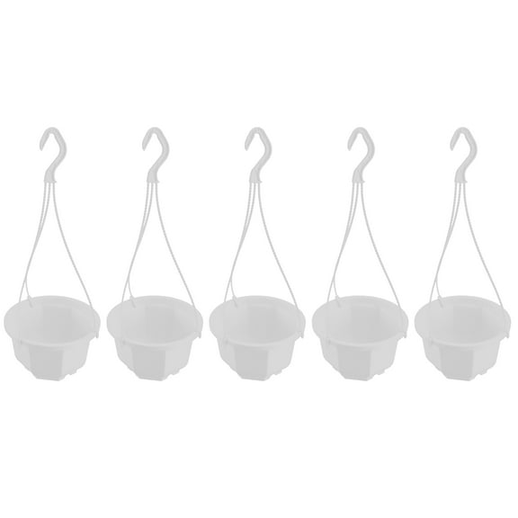 Monyance Plastic Flower Pot 5Pcs Hanging Planter Basket Indoor Outdoor Flower Pots - White(18.11X6.69X4.33Inches)