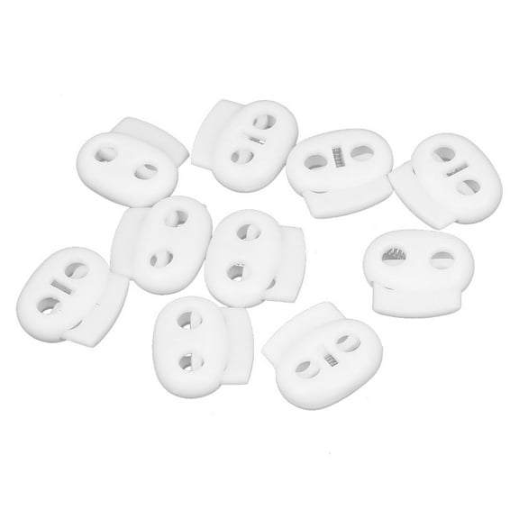 10 Pcs 0.2" Dia Dual Hole Cord Locks for Clothing Backpack Rope Shoelaces
