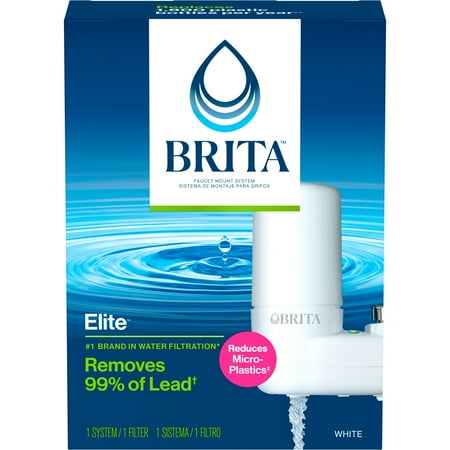 Brita Basic Faucet Mount System, Water Filter Reduces Lead and Chlorine, White
