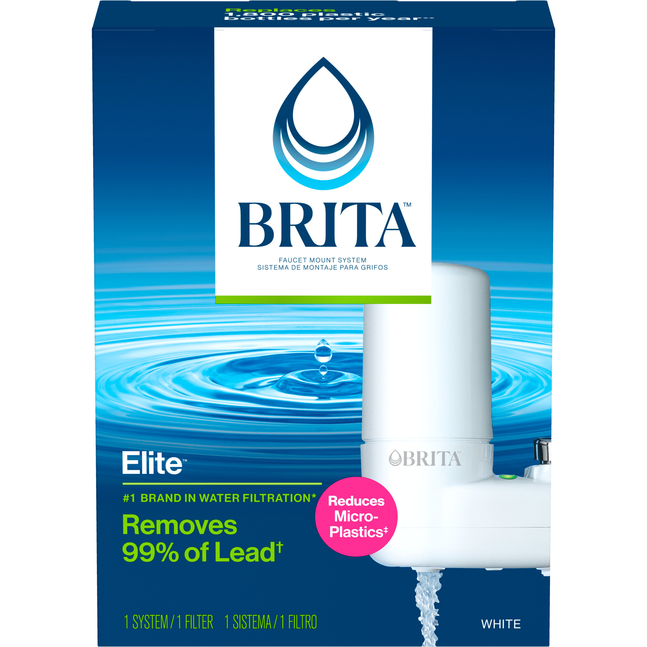 Brita Basic Faucet Mount System, Water Filter Reduces Lead and Chlorine, White - image 2 of 4