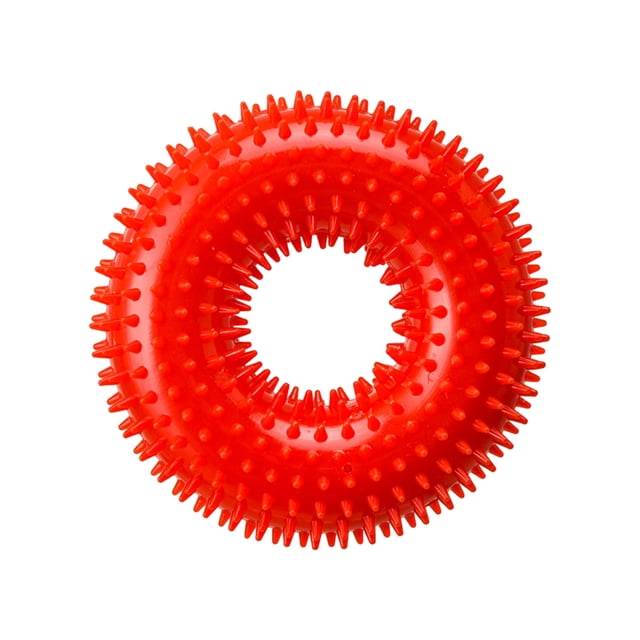 Durable Squeaky Spiky Ring Chew Toy Interactive Training Teething For Puppies And Adult Dogs Indoor Outdoor Activity