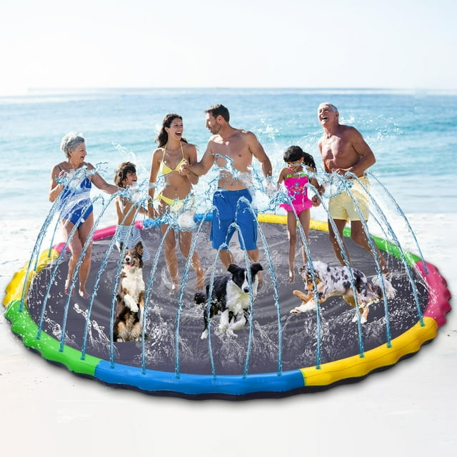 13 ft Giant Inflatable Splash Pad Extra Large 156" 2025 Update Non Slip Pad for Adults Large Dogs Pets Giant Thicken Sprinkler Pool Summer Outdoor Fun Backyard Fountain