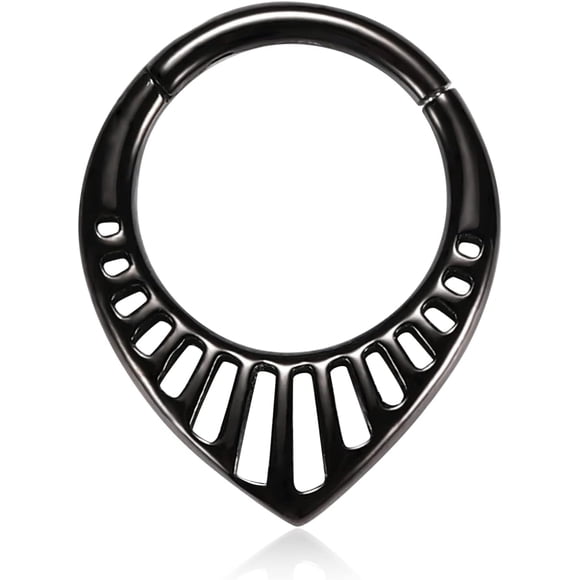 16G Septum Jewelry Septum Ring and Earrings - Daith, Rook, Conch, Helix, Tragus Piercings - Surgical Steel Style5:Black,Hollow-Carved Design 16G-8mm