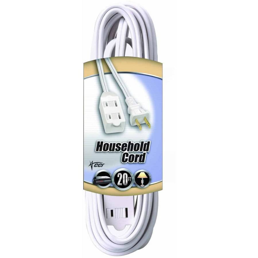 Coleman Cable 16 2 SPT-2 3-Outlet Cube Tap Extension Cord with Safety Cover, White, 20-Foot by Coleman Cable